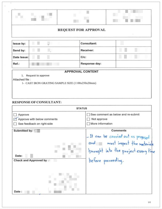 Gov Office method statement and shop drawing review